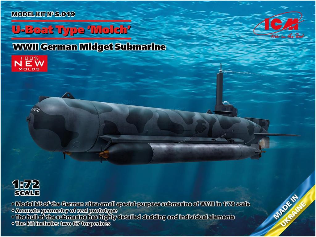 ICM German Midget Submarine Type Molch Plastic Model S019 1/72 U-Boat