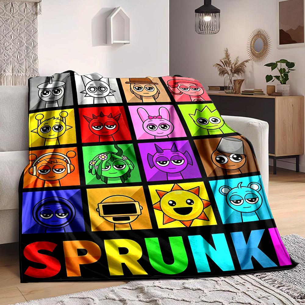 1Pc Colorful Sprunki Characters Blanket Soft And Comfortable Casual Warm Camping Travel Christmas Halloween Xmas Gift M92450