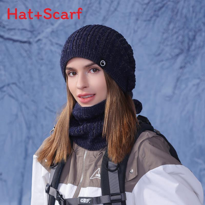 Knit Hat And Scarf Set For Women With Fleece Lining Winter Warmth And Protection