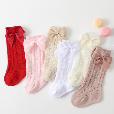 1 Pairs Summer Fashion Bow Baby Girls Socks Spanish Long Sock Infant Knee High Breathable Mesh Princess Tube Socks For 0-5 Years