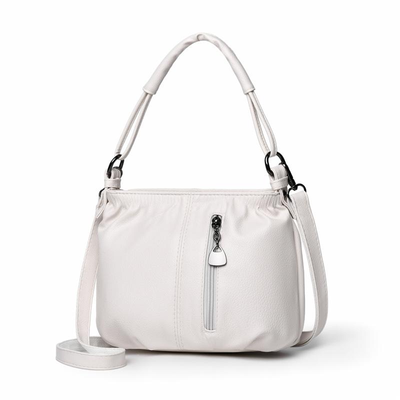 Borsa a Spalla Morbida in PU con Chiusura a Zip Frontale e Tracolla Regolabile Elegante Borsa Tote Quotidiana da Donna