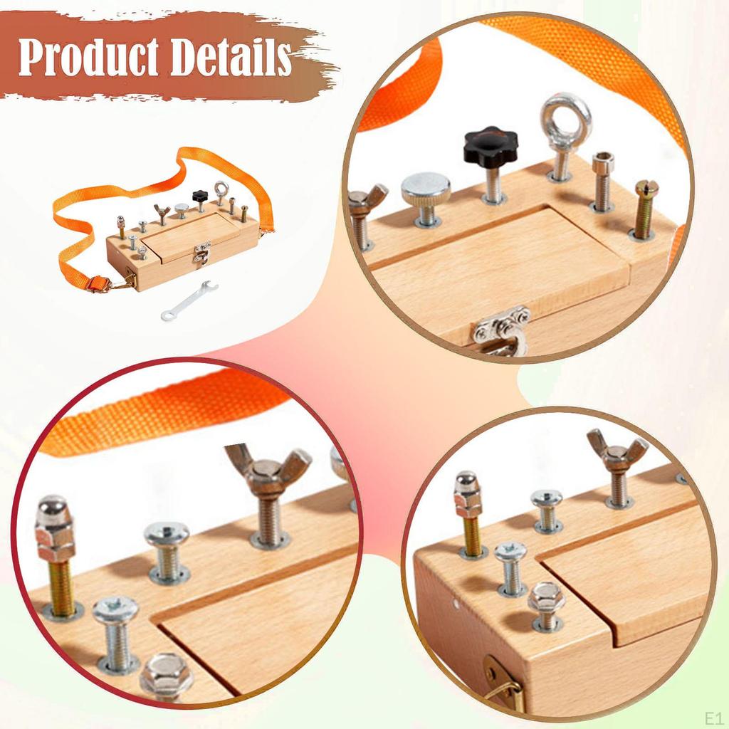 Children Nut Tool Box Toy Set with Adjustable Shoulder Strap Early Educational Sturdy Fine Motor