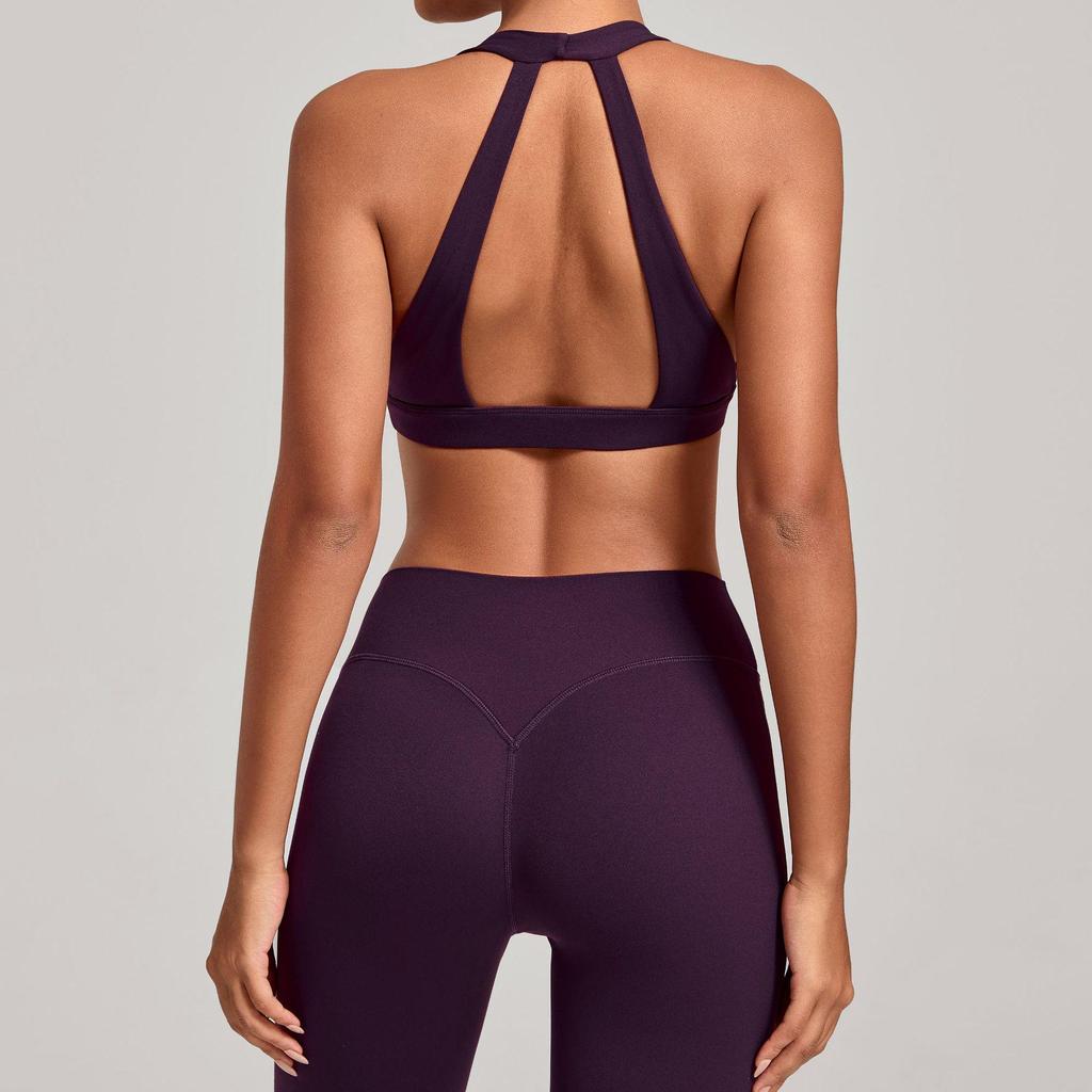 Cross-Strap Halter Neck Yoga Bra for Running and Fitness