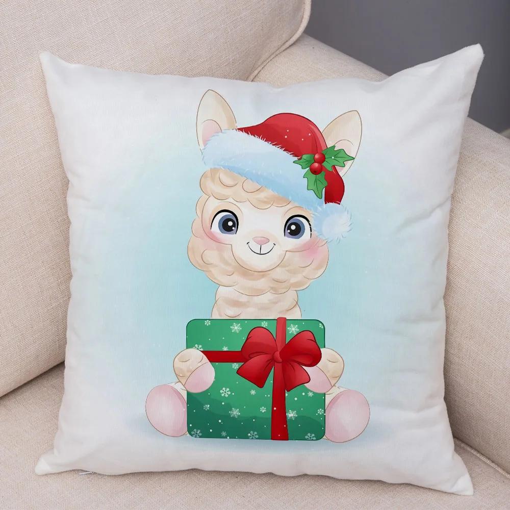 Nordic Kids Room Dog Fox Panda Cow Pillow Case Decor Cute Cartoon Animal Merry Christmas Soft Plush Cushion Cover for Sofa Home