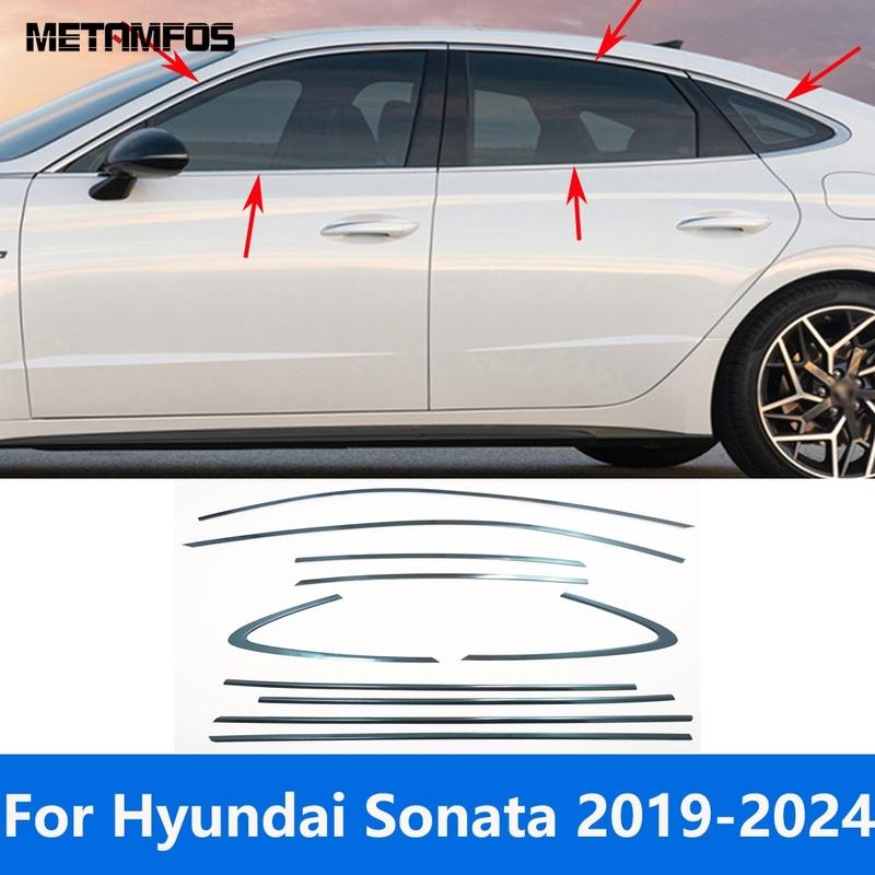 For Hyundai Sonata - 2024 Stainless Steel Upper+Lower Window Sill Window Frame Cover Trim Accessories Car Styling