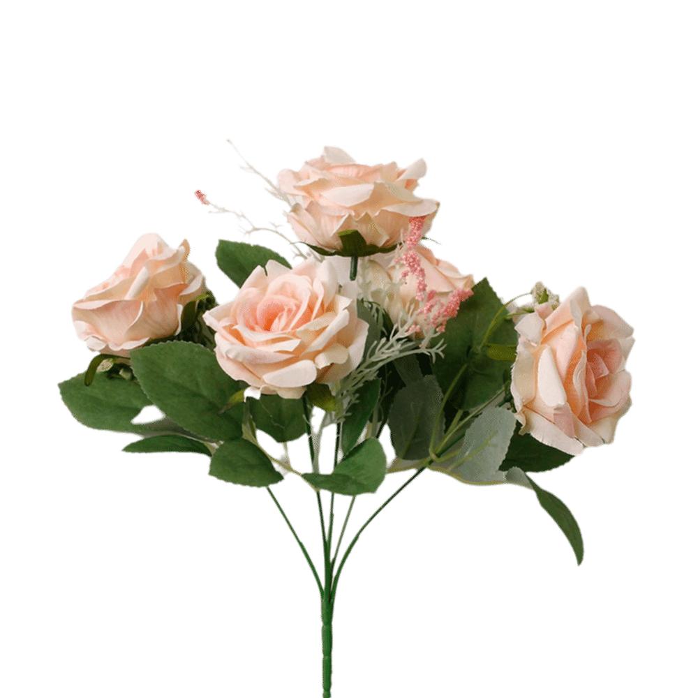 Lebensechte 5 Köpfe Künstliche Blumen Simulierte Handhaltung Seide Kunstblumen Seidenrose Hochzeitsdekoration