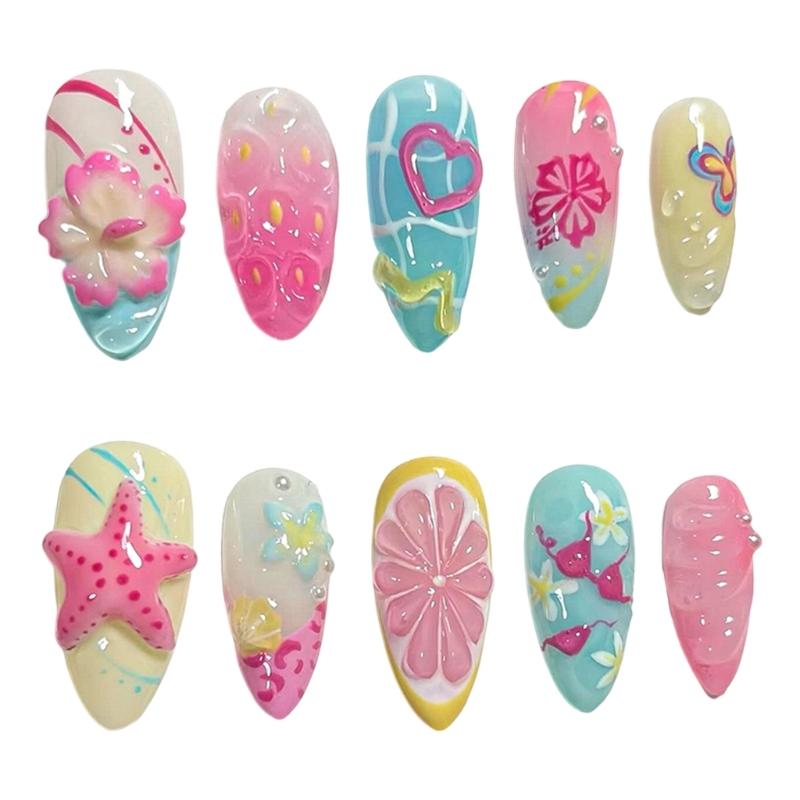 

Press on Nail,Fake Nail Stick Glues on Nail Acrylic Nail with Designs Artificial False Nail for DIY Nail Art Designs 1