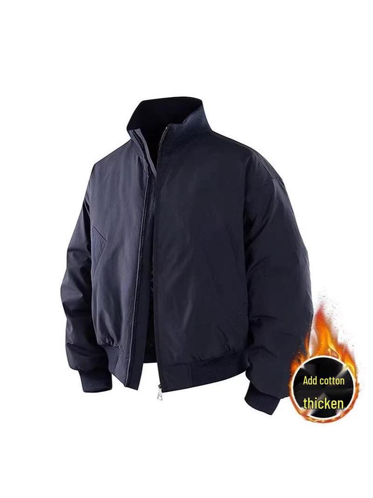 Men's American Retro Cotton Baseball Jacket - Trendy Oversized Windproof Casual Workwear
