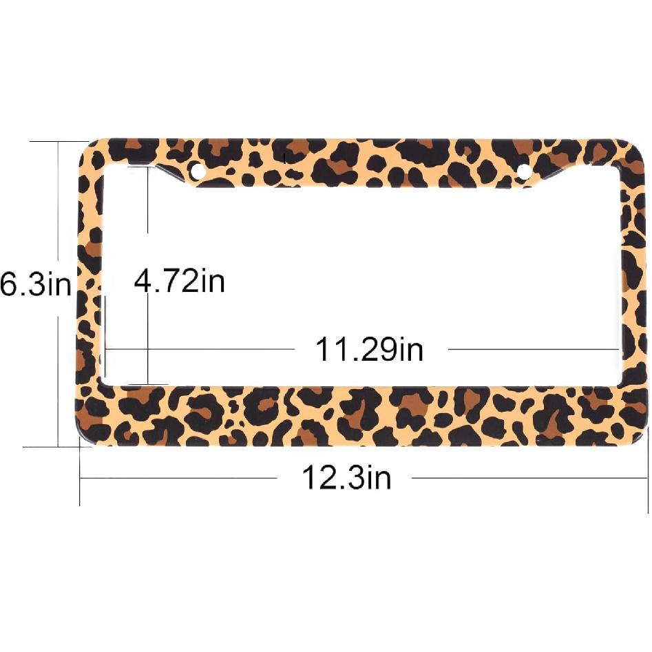 Leopard Print License Plate Frames Cheetah Print Car Accessories Leopard License Plate Covers Cheetah License Plate Holders Tag Frame For Women 12.3