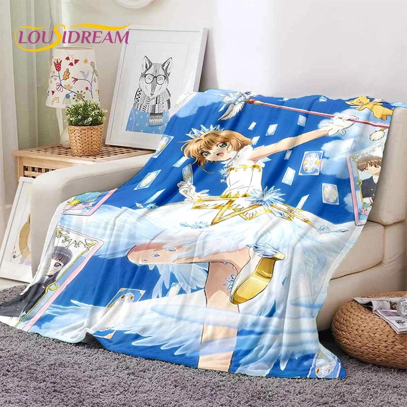 Cartoon Cute Sakura Card Captor Girl Soft Blankets,Keep Warm Throw Blanket Comfortable Blanket for Picnic Beds Sofa Home Bedroom