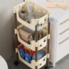 Easy to Assemble Floor Standing Storage Unit Sturdy Layer Storage Shelf with Drawers Movable Storage Stand Holder
