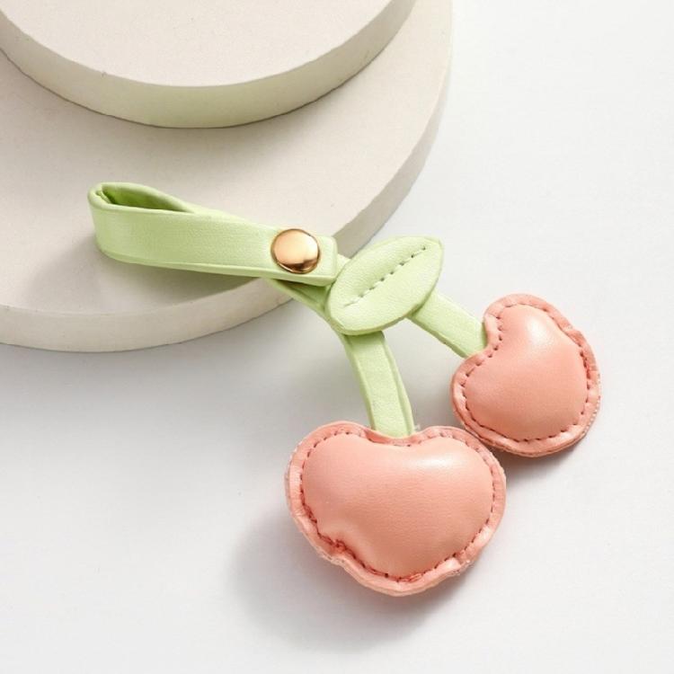 Cherry Bag Pendant Keyring for Ladies PU Leather Fruit Shape Key Ring Jewelry Stylish Decoration for Phones and Wallets