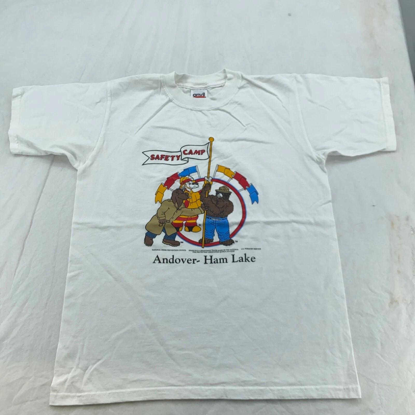 

vintage 90s ANDOVER LAKE SAFTEY CAMP DOGS T-Shirt S/M mcgruff crime smokey bear L