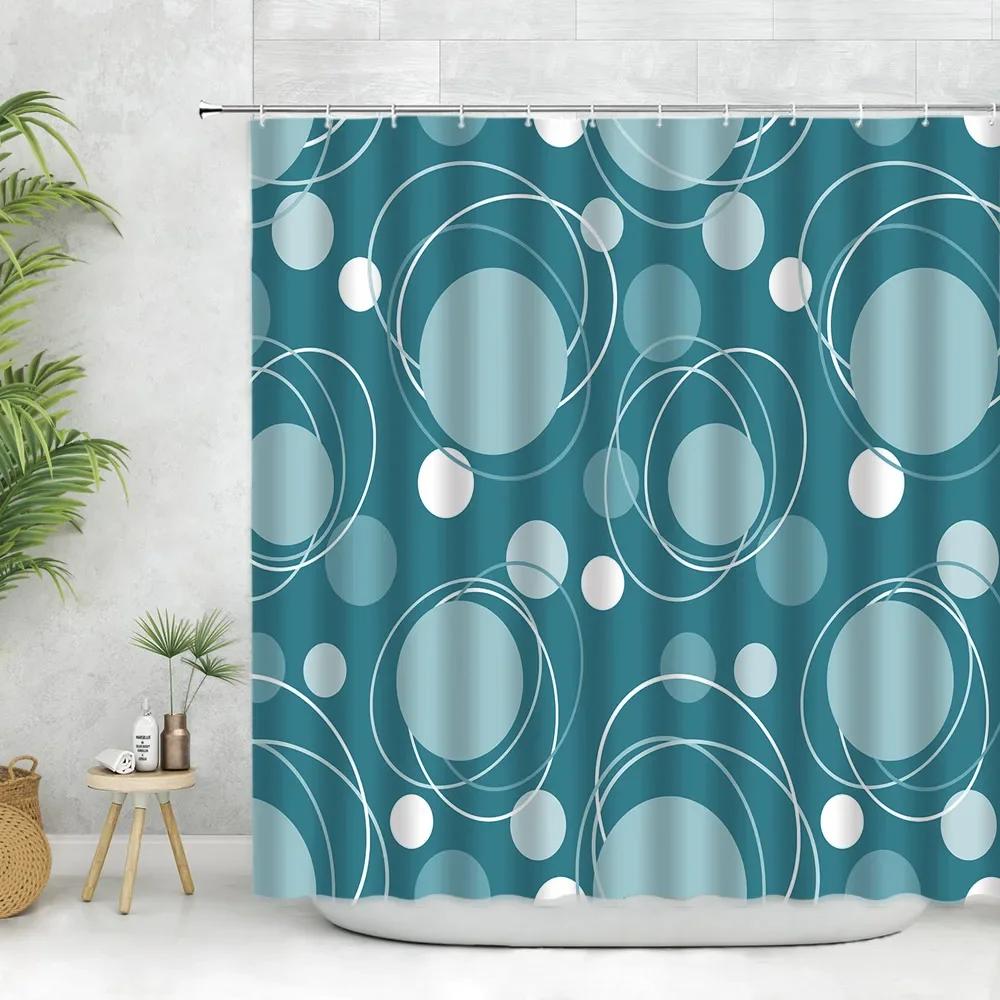 Nowoczesny czarny zestaw zasłon prysznicowych z haczykami - czarno-biała zasłona prysznicowa do łazienki Tkanina Geometryczne zasłony do wanny z haczykami