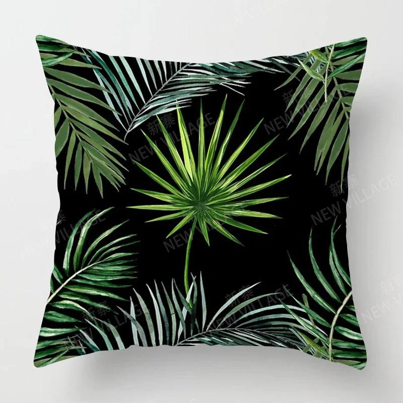 Nordic Fall Home Decor Autumn Throw Pillow Case Sofa Cushion Cover Modern 45X45Cm 45*45 50X50 60X60Cm 40*40Cm Leaf Plant Green