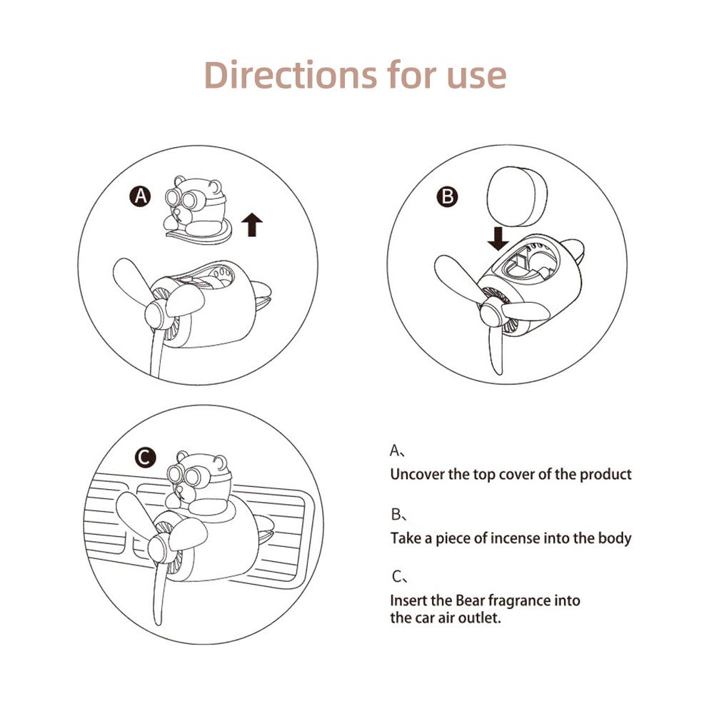 Désodorisant pour voiture Cute Bear Pilot | Diffuseur à hélice rotative | Parfum longue durée