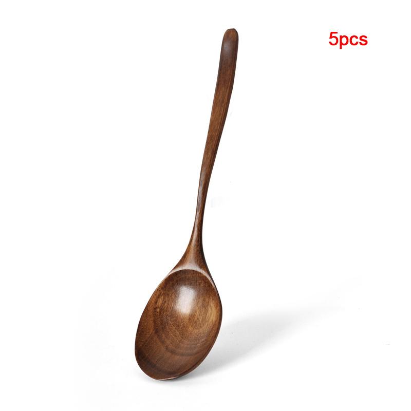 Nanmu Spoon Durable And Easy To Clean Long Handle Large Round Soup Spoon Multifunctional Portable Spoon Tableware