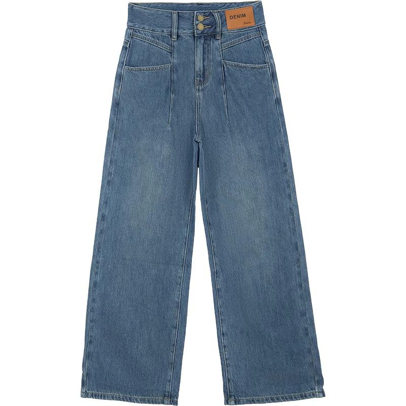 Women's High-Waisted Drapey Wide-Leg Jeans - Spring 2025 Slimming Straight-Leg Pants