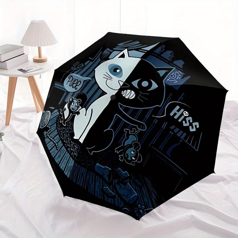 

1pc Cat Mouse Automatic Open 8-Rib Windproof Umbrella, Travel & Commuting, Suitable for All Seasons