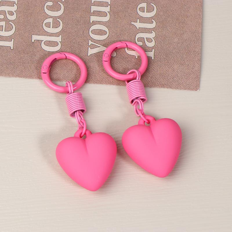 2Pcs Cute Candy Color Heart Keychain Korean Simple Love Keyring Bag Pendant Hanging Decoration Car Key Holder Couple Gifts