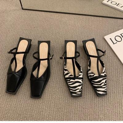Fashion Summer Women Mules Slipper Fashion Shallow Square Toe Slides Outdoor Dress Sandal Women's Sandalias