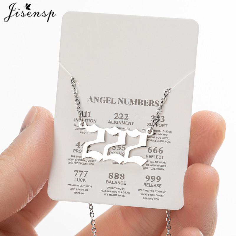 Stainless Steel Angel Number Lucky Numbers Necklaces 111 222 333 444 555 888 999 777 666 Pendant Necklace Charms Jewelry