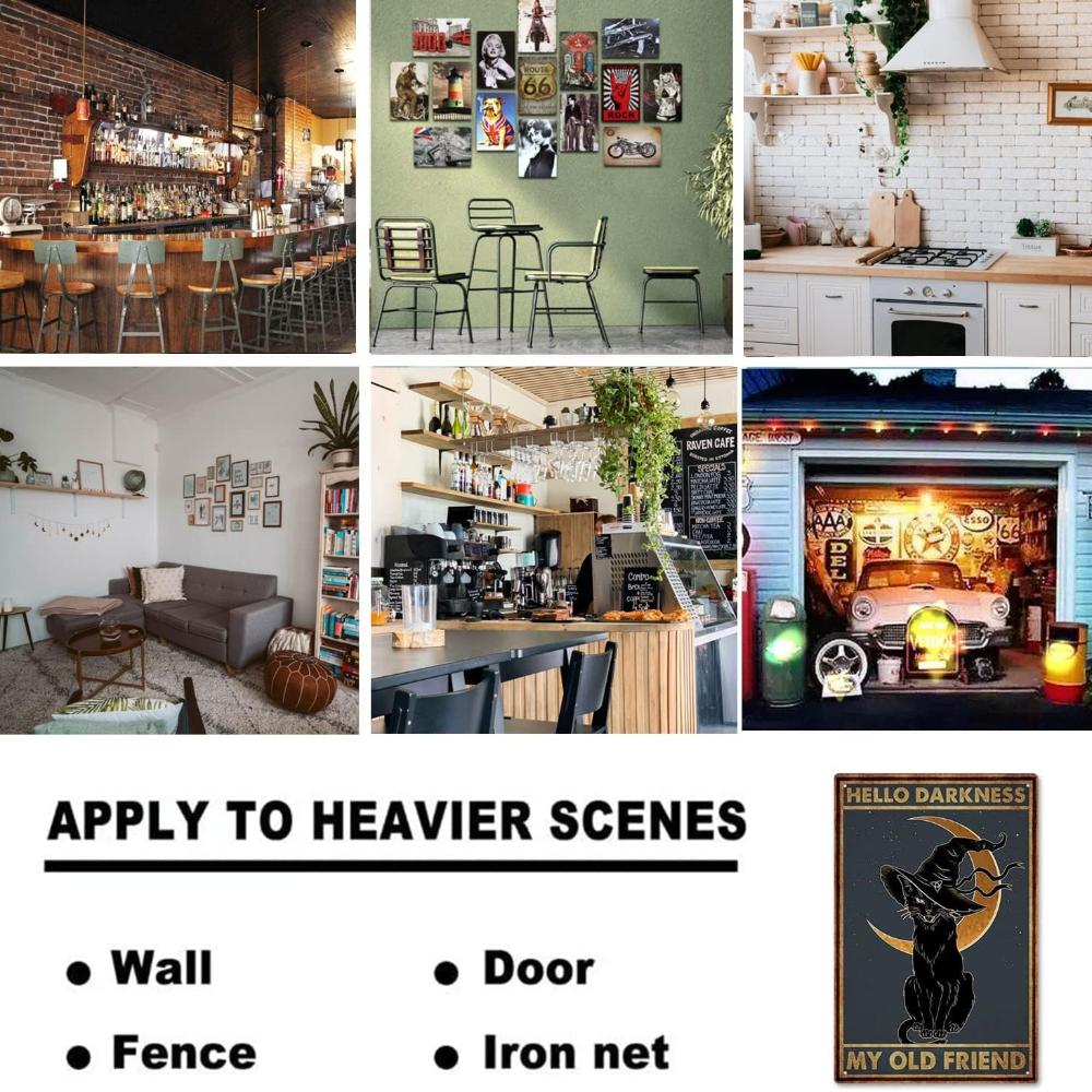 Black Cat Witch Halloween Darkness My Old Friend Retro Tin Signs Vintage Wall Decoration Home Bar Kitchen Hotel Dining Room Metal Poster 8x12 Inch