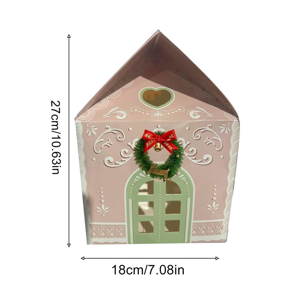 Christmas Cookie Boxes House Shaped 3D Box Bakery Cottage for Chocolate Snacks Treats Packaging Christmas Winter Holiday Party
