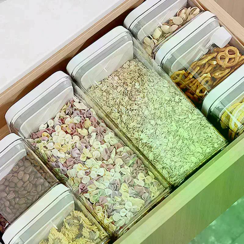 Cereal Container Kitchen Press-down Airtight Jars Clear Stackable Jar For Rice Grain Home Bakers Pantry Organizers Dried Fruits