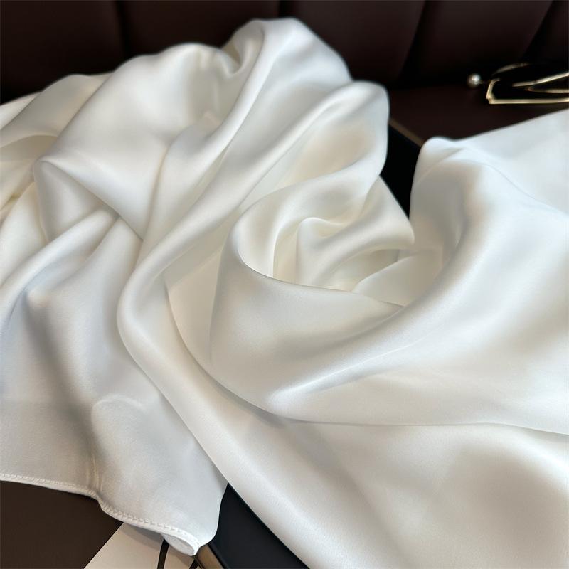 Eșarfă Lungă Culoare Solidă Femei Ușoară Atingere Mătăsoasă Șal de Plajă Wrap pentru Cap Accesoriu de Modă Șifon Stil Versatil