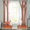 Herbstwald Cartoon Tier Hirsch Kaninchen Eule Fuchs Gardinen für Wohnzimmer Schlafzimmer Küche Tüll Fenster Voile Vorhänge