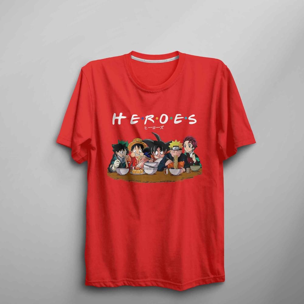 Anime Heroes TShirt Unisex Kids Adults Anime Lover Tee Japanese Unisexga Gift S