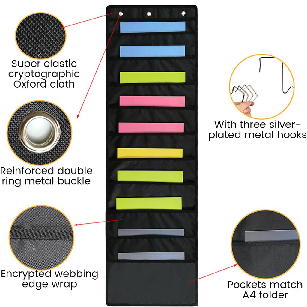 Hanging File Folder Organizer Over The Door File Organizer Wall Mounted 10 Paper Storage Pockets Chart for Home Office Classroom