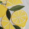 Tabletop Scratch Protector Pads Lemon Lace Placemat, Clear Embroidery Style Table Mat with Citrus Fruit Decorative Dining Placemats Leaf Design,