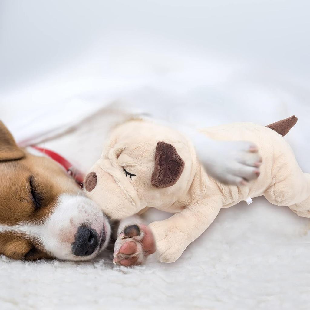 Heartbeat Puppy Toy,Puppy Separation Anxiety Toy, Puppy Behavioral Training Aid for Dog Sleep Aid Plush, Pet Companion Smart Dog Toys,Beige