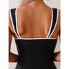 Vintage Black White Contrast Swimwear Women Sexy Push Up Slim Tummy Control One Piece Swimsuit Beach Bathing Suit Pool Monokini