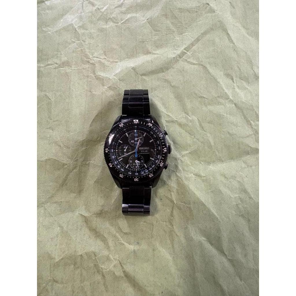 Used SEIKO SOLAR Chronograph Watch Black