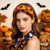 Halloween Themed Headband for Women Stretchy Party Headwear Ghost Pumpkin Spider Web Bat Print Fashion Hair Accessory