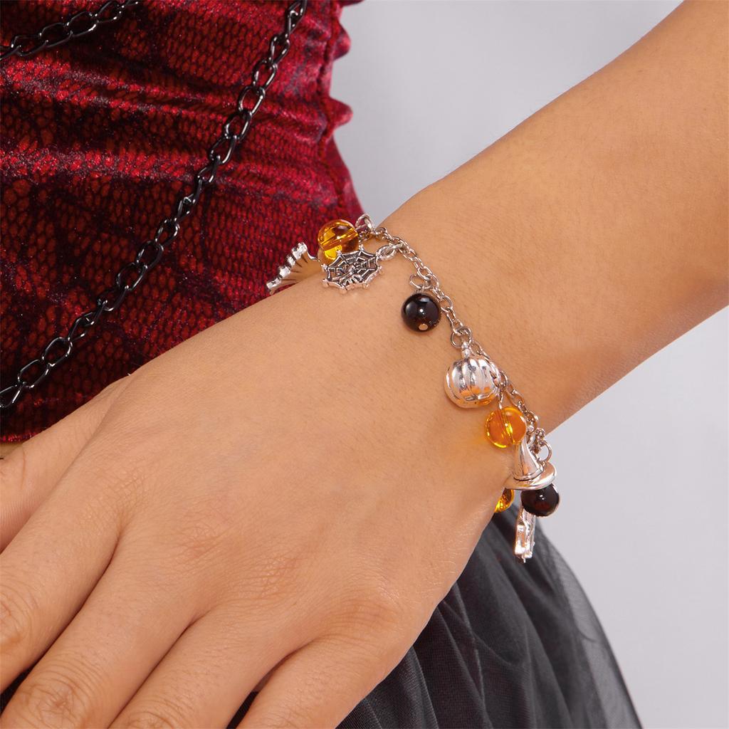 Pumpkin  Halloween Bracelets Matching   Spider Pumpkin Wristlets Set for Women Men  Skeleton Cat