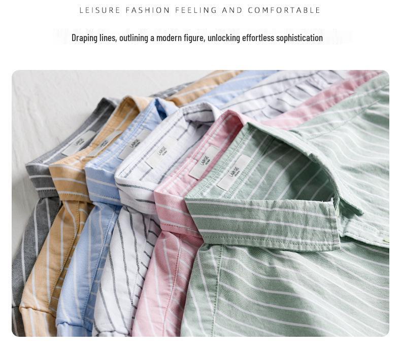 Men's Japanese Striped Cotton Shirt: High-End, Versatile, Long Sleeve for Spring