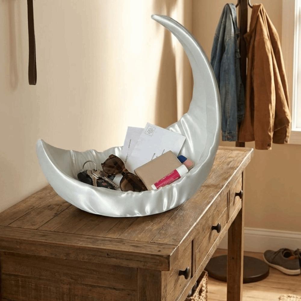 Moon-Shaped Jewelry Storage Tray Minimalist 3D Printed Earrings Ring Display Dish Space Saving Nordic Style