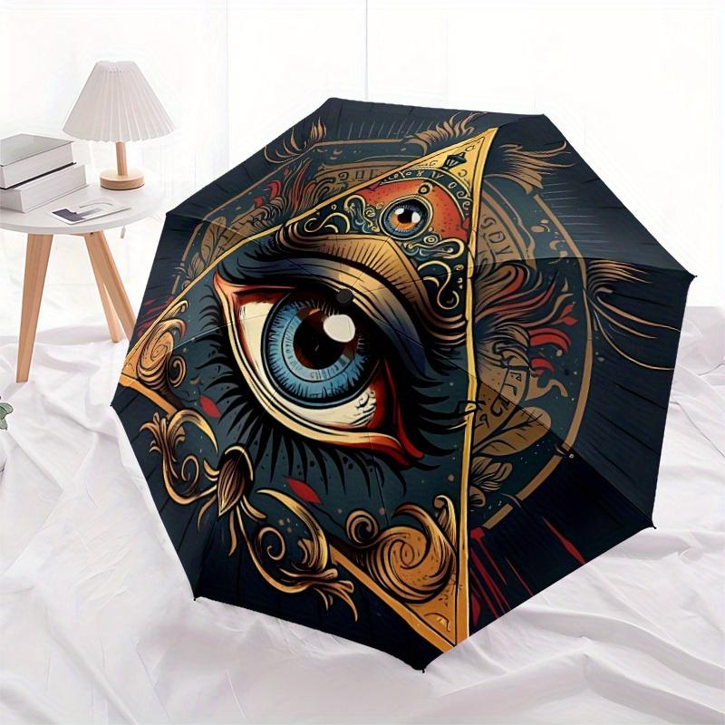 1pc EYE OF PROVIDENCE Automatic Opening/closing umbrella, Reinforced 8-Rib Construction, Compact Travel Umbrella yy250808164