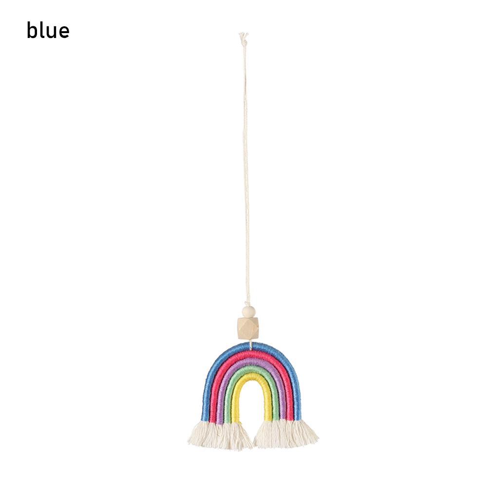 1PC Boho Heart Car Rear View Mirror Hanging Wooden Bead Braids Wall Decor Hanging Colorful Handmade Weaving Car Ornament