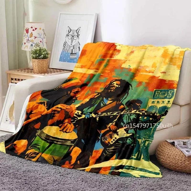 Bob Marley Album Blanket Reggae Music Jamaican Style Soft Flannel Blanket Portable Home Travel Sofa Blanket