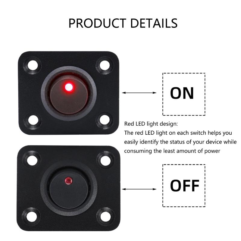 20A 12V Waterproof Red LED Illuminated Toggle Switch Panel for Auto and Marine Dashboards Applications Easy Installation