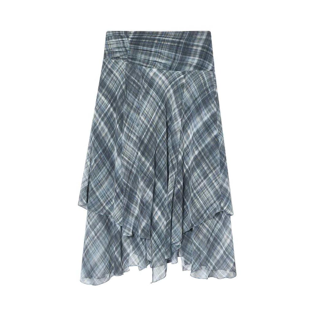 Asymmetrical Plaid Midi Skirt - European & American Style Women's Fashion