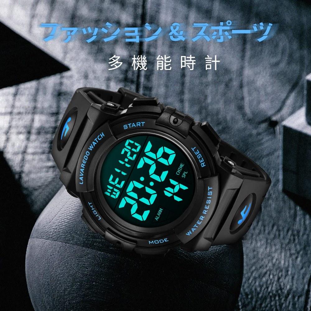L LAVAREDO Digital Sports Watch Men 50M Water Resistant LED Display Date Day Alarm Waterproof Outdoor