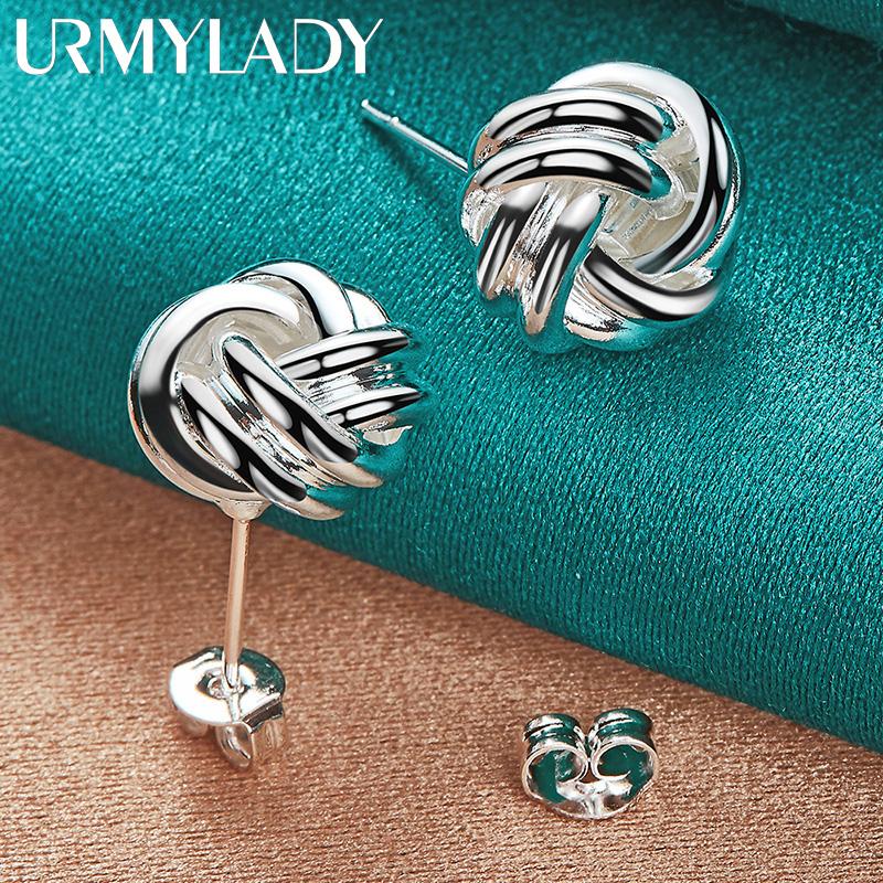 925 Sterling Silver Tie A Knot Stud Earrings For Women Fashion Jewelry