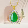 Yi Hua Petal Green Jade & Chalcedony Pendant Clavicle Necklace