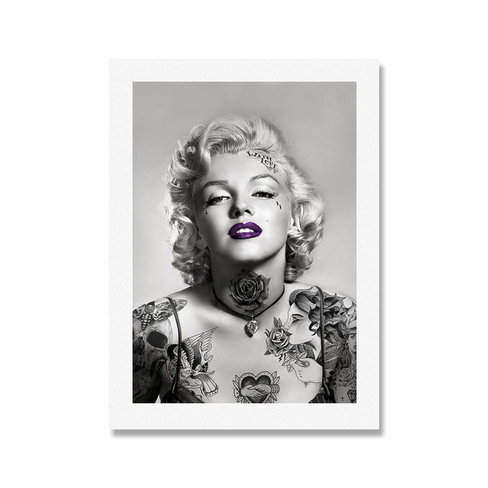 Tattoo Black Portrait Queen Elizabeth Poster Print Audrey Hepburn Art Canvas Painting Sexy Wall Pictures for Bedroom Home Decor 21X30CMNo Framed